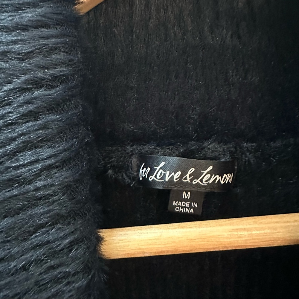 For Love Lemons Myriam Turtleneck Sweater fur soft m medium cropped black - Picture 3 of 8
